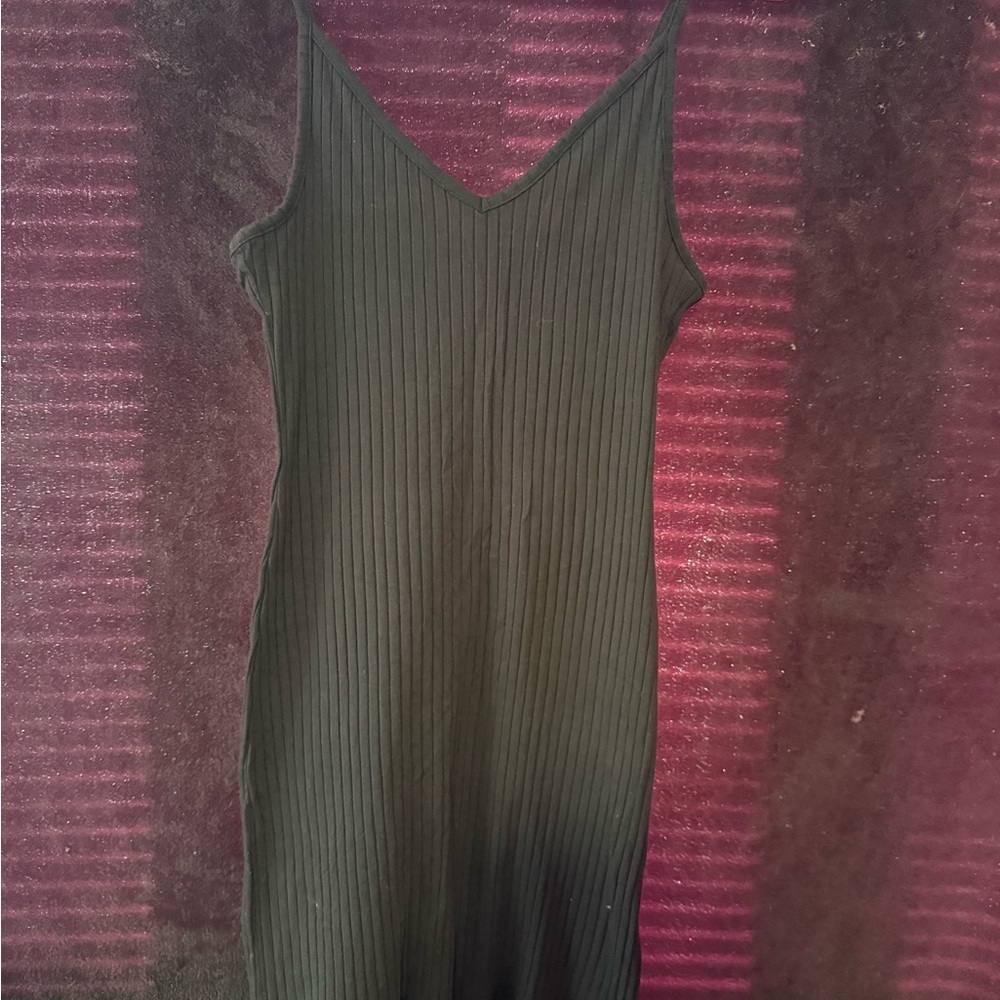 H&M Black Ribbed Midi Dress